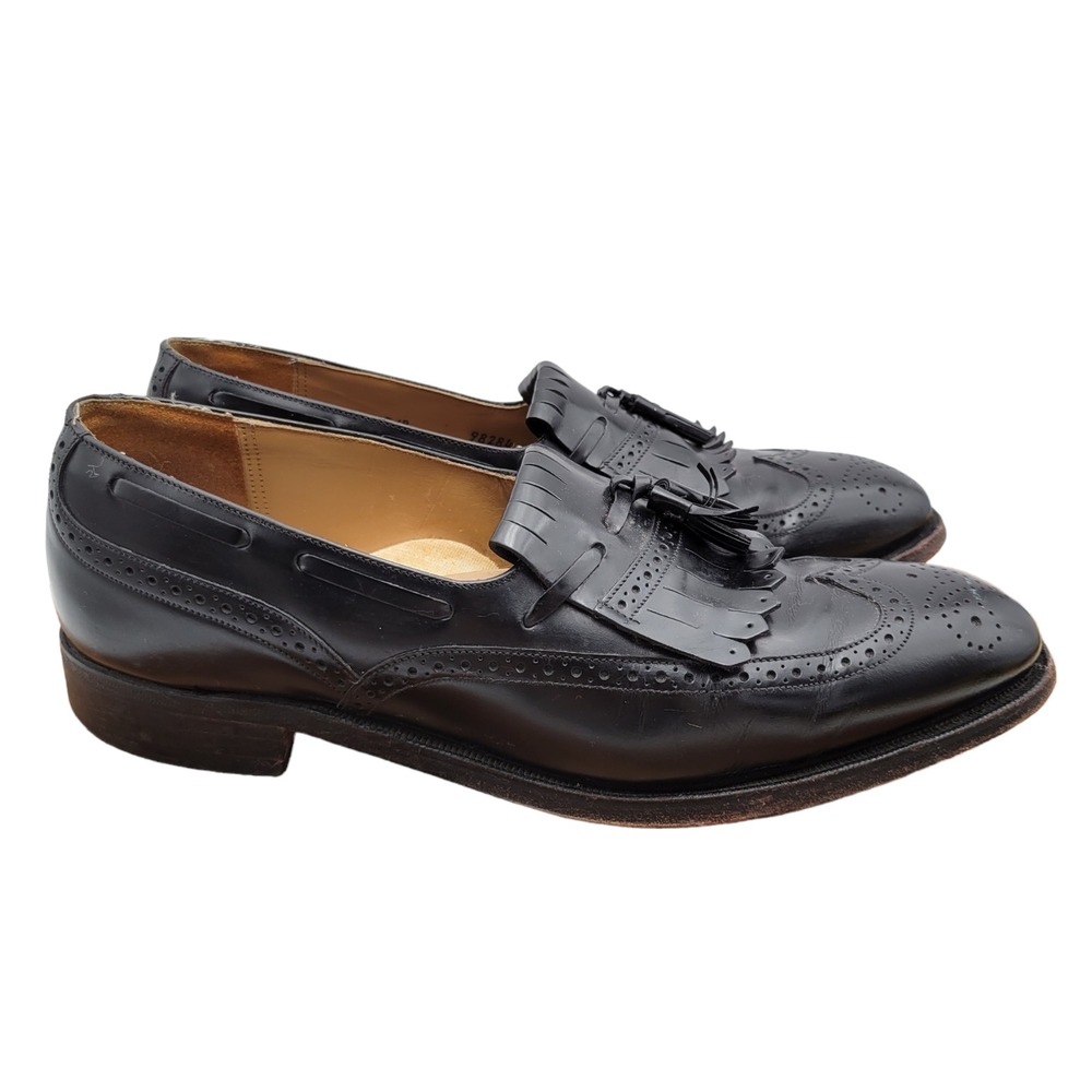 Johnston & Murphy Loafers Mens Size‎ 9.5 D Black Leather Wingtip Dress Shoes
